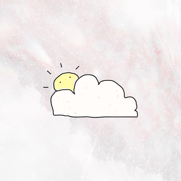 Free Vector hand drawn cloud and sun on a marble background vector