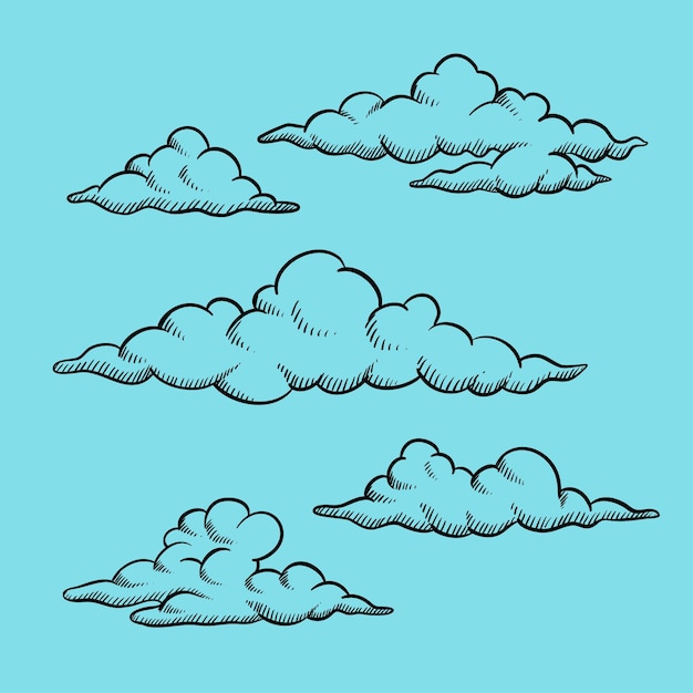 Free Vector hand drawn clouds collection