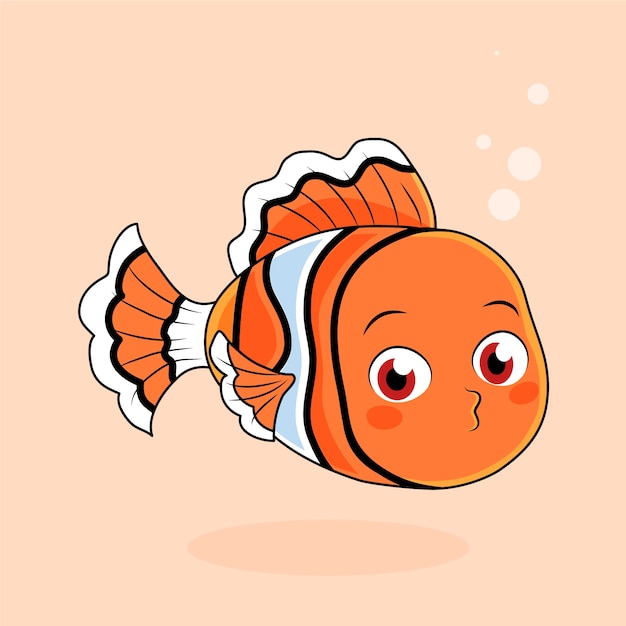 Free vector hand drawn clown fish cartoon illustration