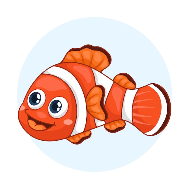 Hand drawn clown fish cartoon illustration