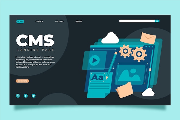 Hand drawn cms concept landing page