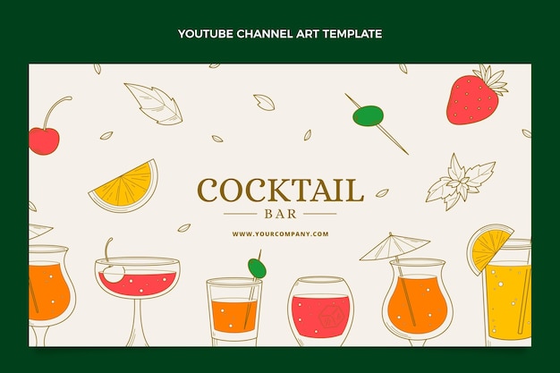 Free Vector hand drawn cocktail bar youtube channel