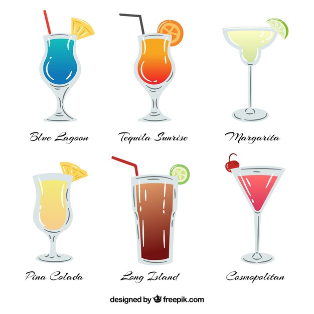 Hand drawn cocktail collection