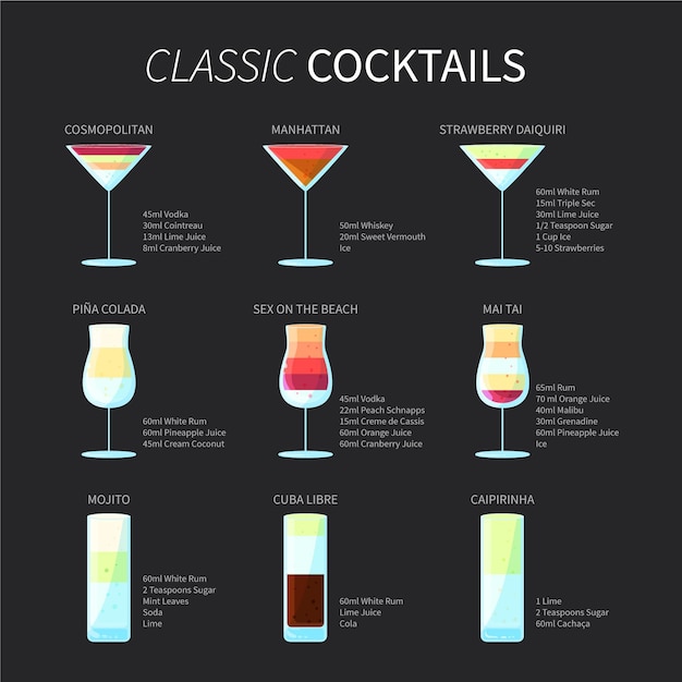 Free Vector hand drawn cocktail collection