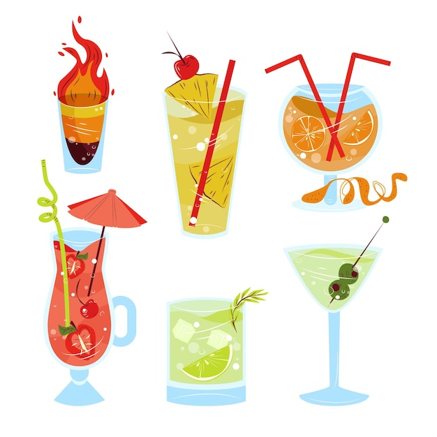 Free vector hand drawn cocktail collection