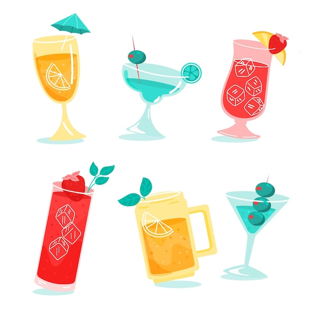 Free Vector hand drawn cocktail collection