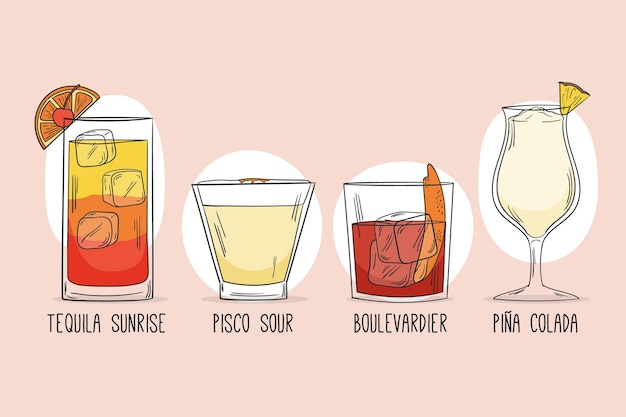 Hand drawn cocktail collection