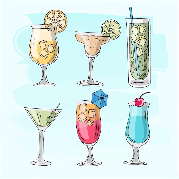 Free Vector hand drawn cocktail collection