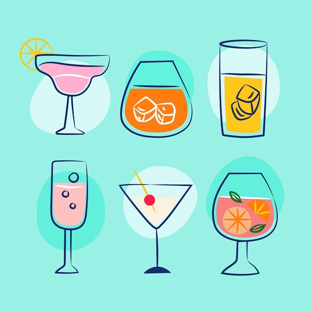 Hand drawn cocktail collection