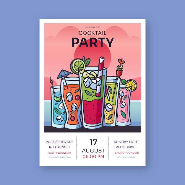 Hand drawn cocktail flyer