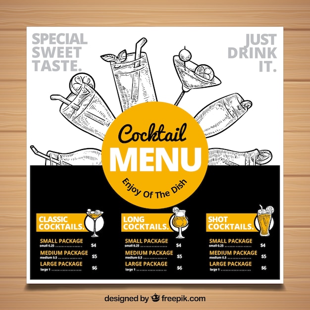 Hand drawn cocktail menu template