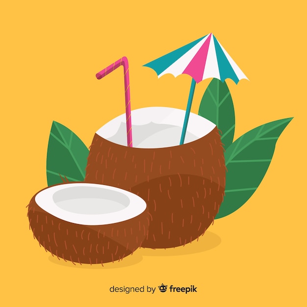 Free Vector hand drawn coconut background