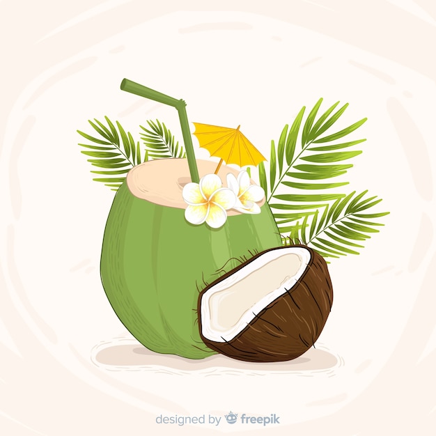 Free Vector hand drawn coconut cocktail background