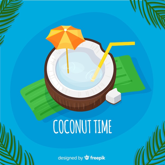 Free Vector hand drawn coconut cocktail background