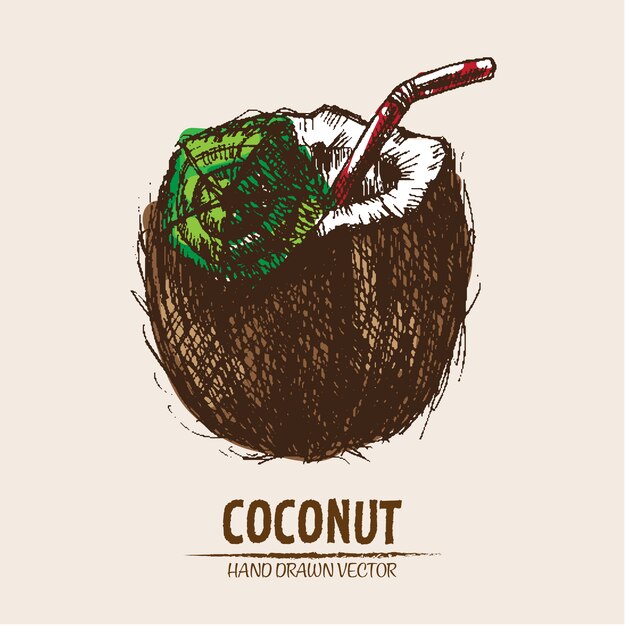 Hand drawn coconut drink background