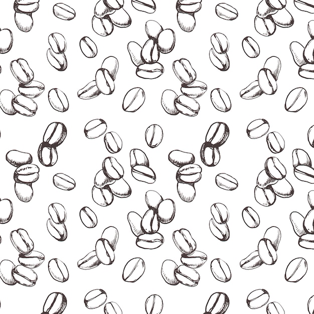 Free vector hand drawn coffee bean drawing pattern