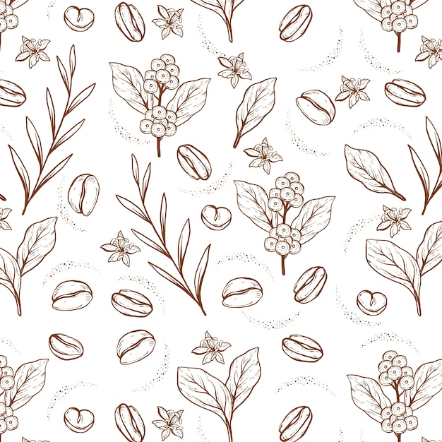 Free Vector hand drawn coffee bean drawing pattern