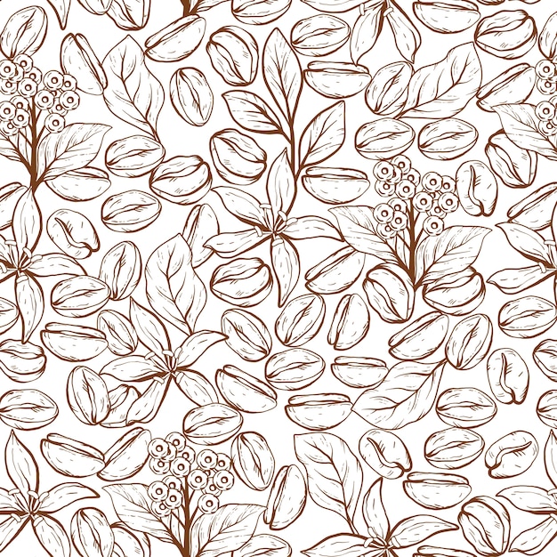 Free Vector hand drawn coffee bean drawing pattern