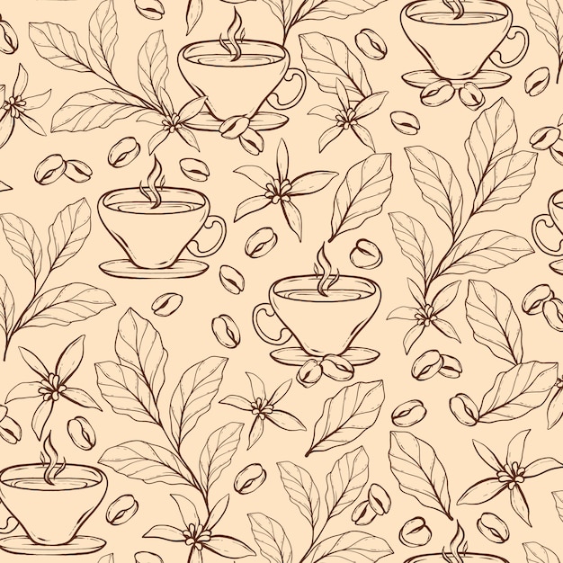 Free vector hand drawn coffee bean drawing pattern