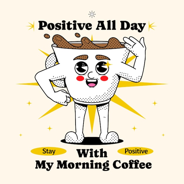 Free vector hand drawn coffee cartoon illustration