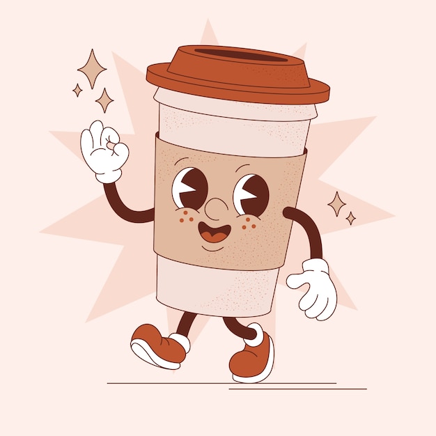 Free vector hand drawn coffee cartoon illustration