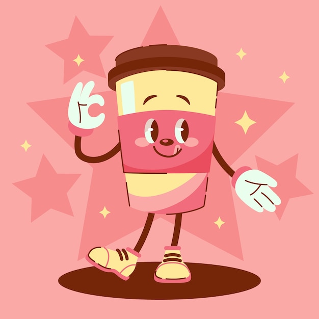 Free vector hand drawn coffee cartoon illustration