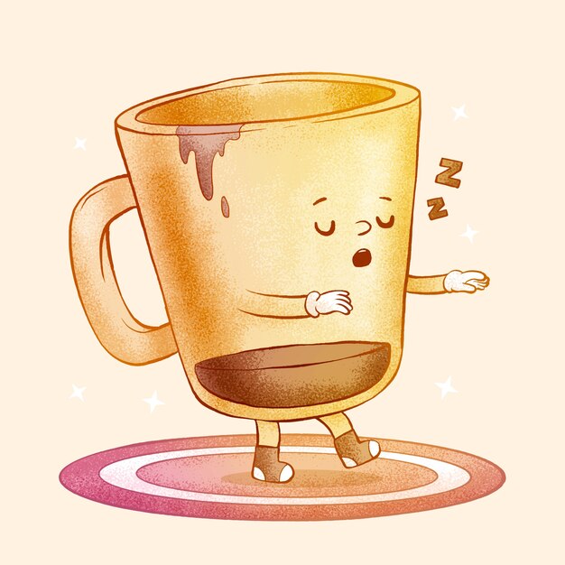 Hand drawn coffee cartoon illustration