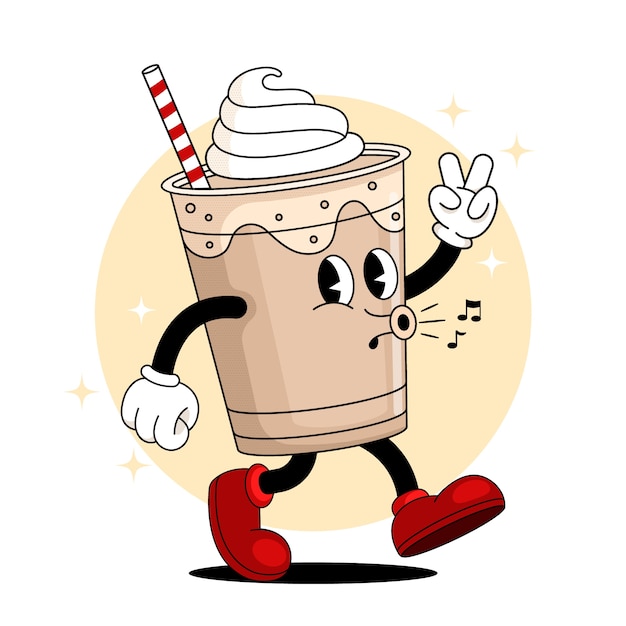 Hand drawn coffee cartoon illustration