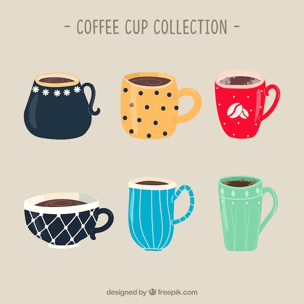 Free Vector hand drawn coffee cup collection in different colors