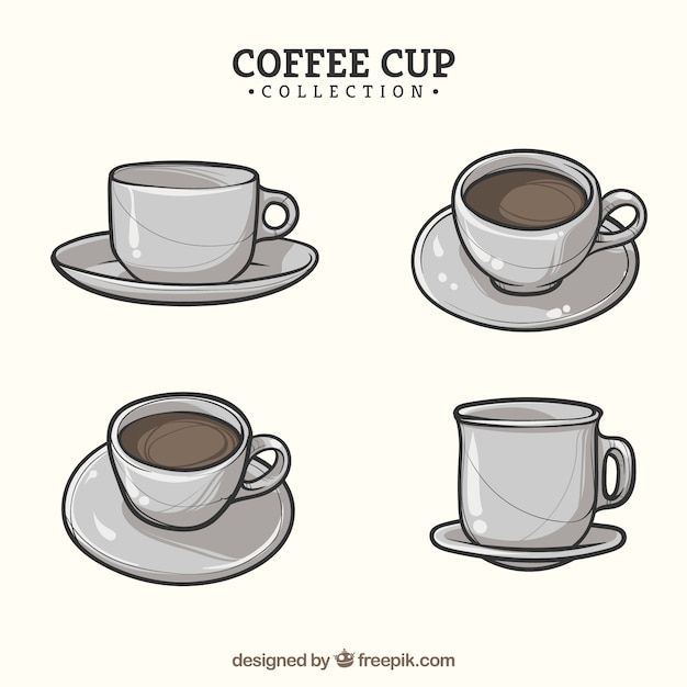 Free vector hand drawn coffee cup collection with different views