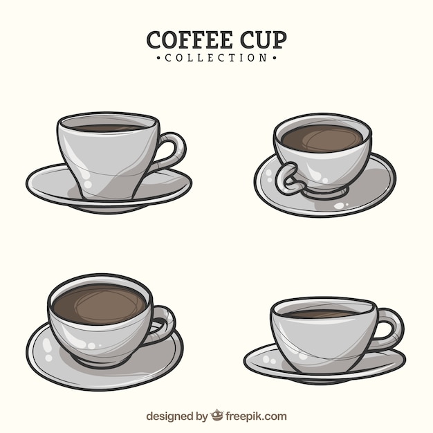 Free vector hand drawn coffee cup collection with different views