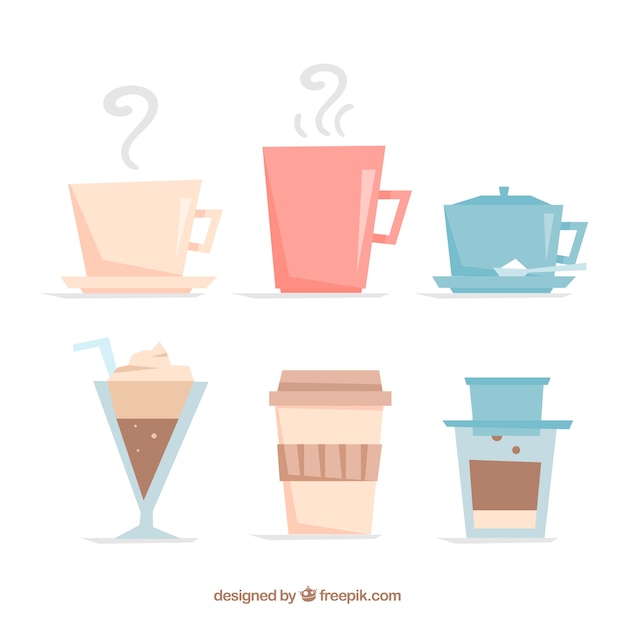 Free vector hand drawn coffee cup collection