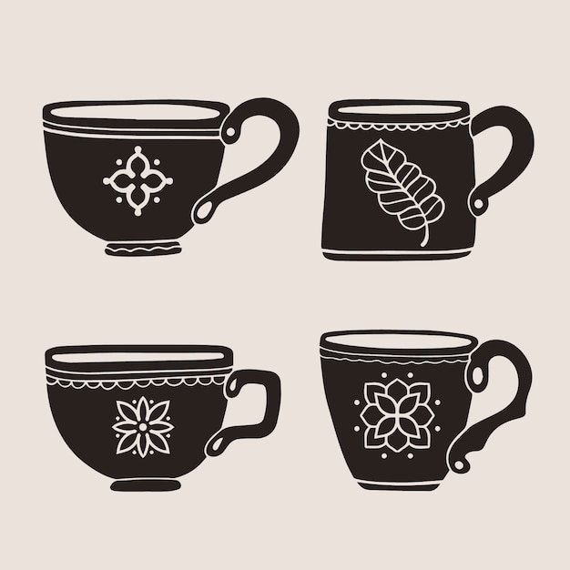 Hand drawn coffee cup silhouette