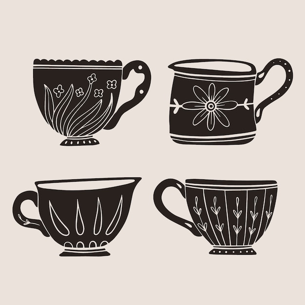 Hand drawn coffee cup silhouette