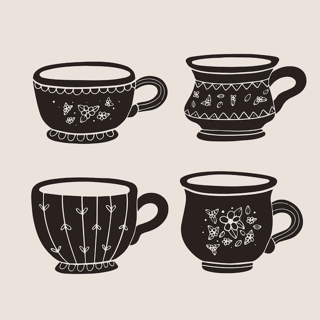 Hand drawn coffee cup silhouette