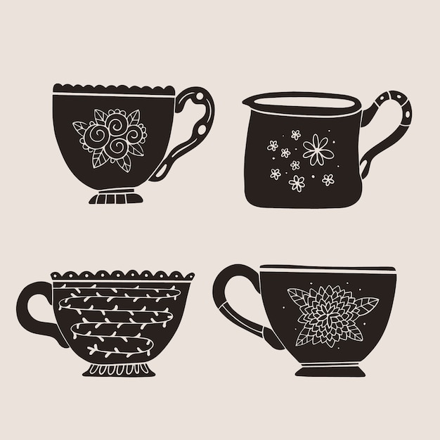 Hand drawn coffee cup silhouette