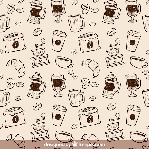 Hand drawn coffee pattern