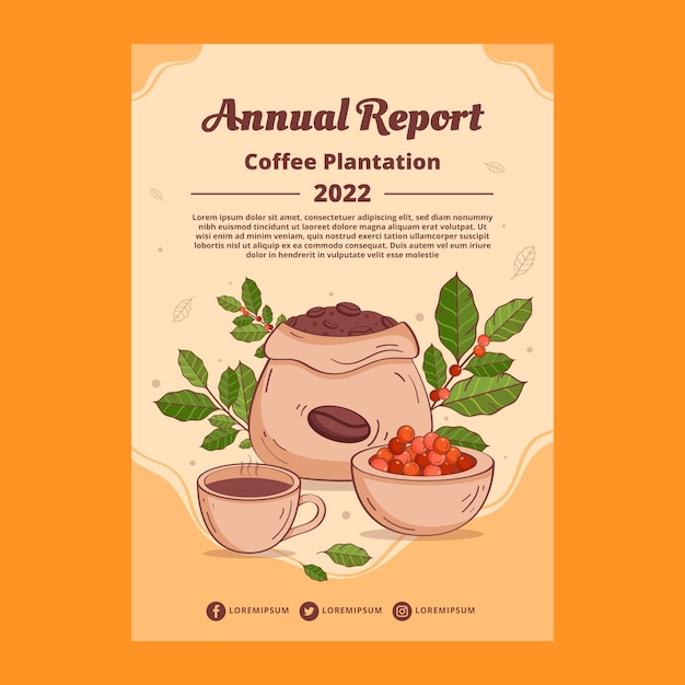 Hand drawn coffee plantation annual report