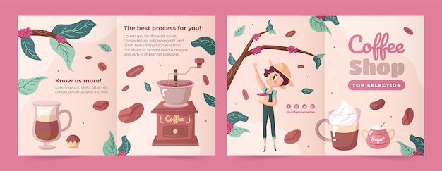 Free Vector hand drawn coffee plantation brochure