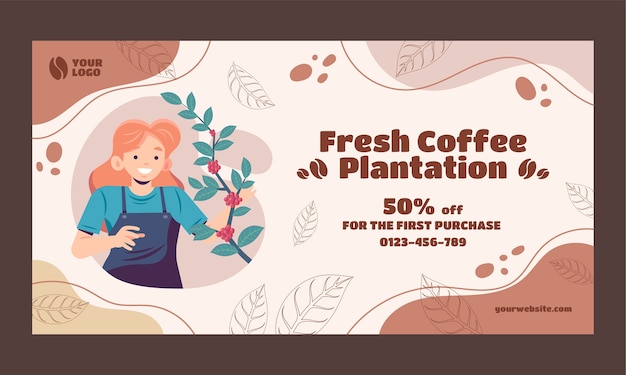 Free Vector hand drawn coffee plantation dynamic facebook