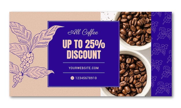 Free Vector hand drawn coffee plantation facebook ad