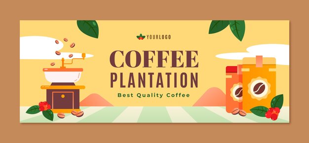 Hand drawn coffee plantation facebook cover