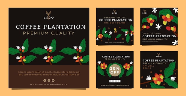 Free Vector hand drawn coffee plantation instagram post