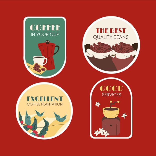 Hand drawn coffee plantation labels