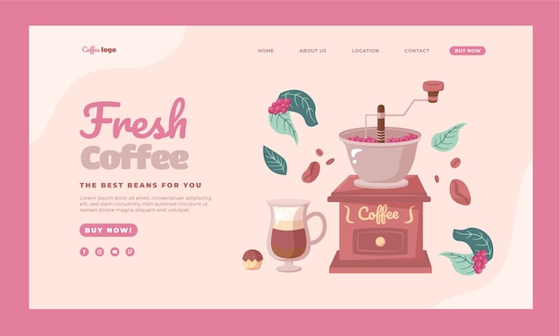 Hand drawn coffee plantation landing page template