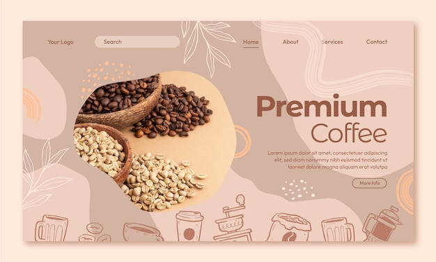 Hand drawn coffee plantation landing page