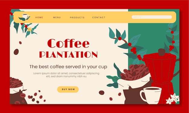 Free Vector hand drawn coffee plantation landing page