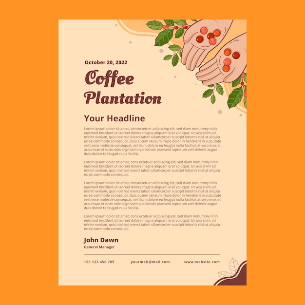 Hand drawn coffee plantation letterhead