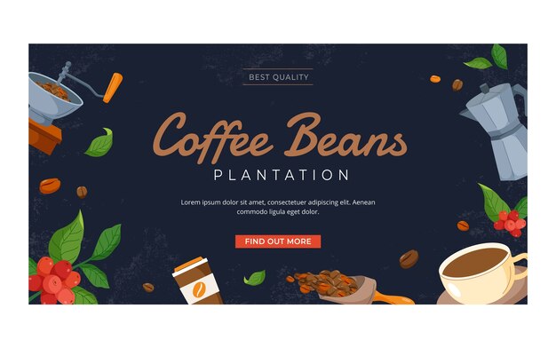 Hand drawn coffee plantation template