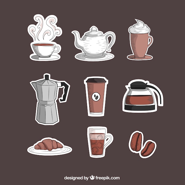 Free Vector hand drawn coffee shop icons